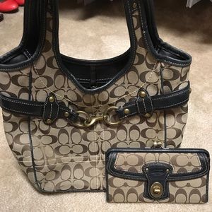 Coach Signature Handbag and Wallet Set